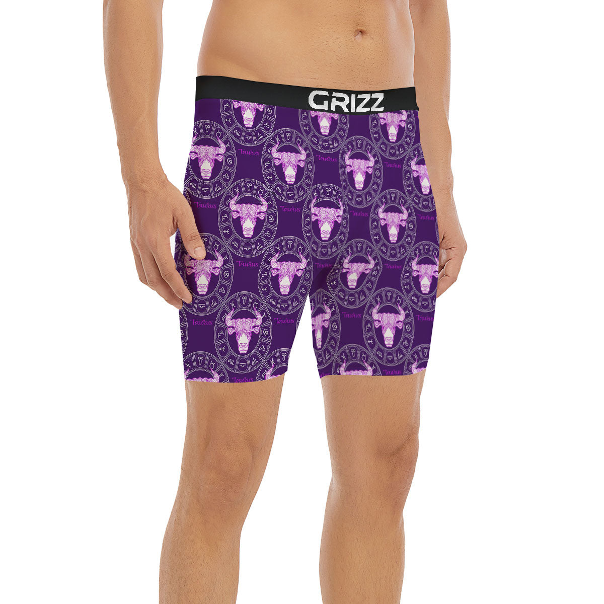 Zodiac Taurus Purple Print Pattern Boxer Briefs-grizzshop