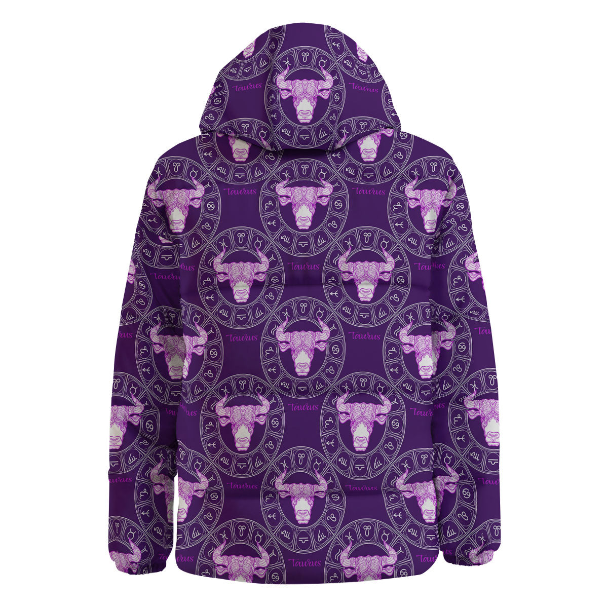 Zodiac Taurus Purple Print Pattern Down Jacket-grizzshop