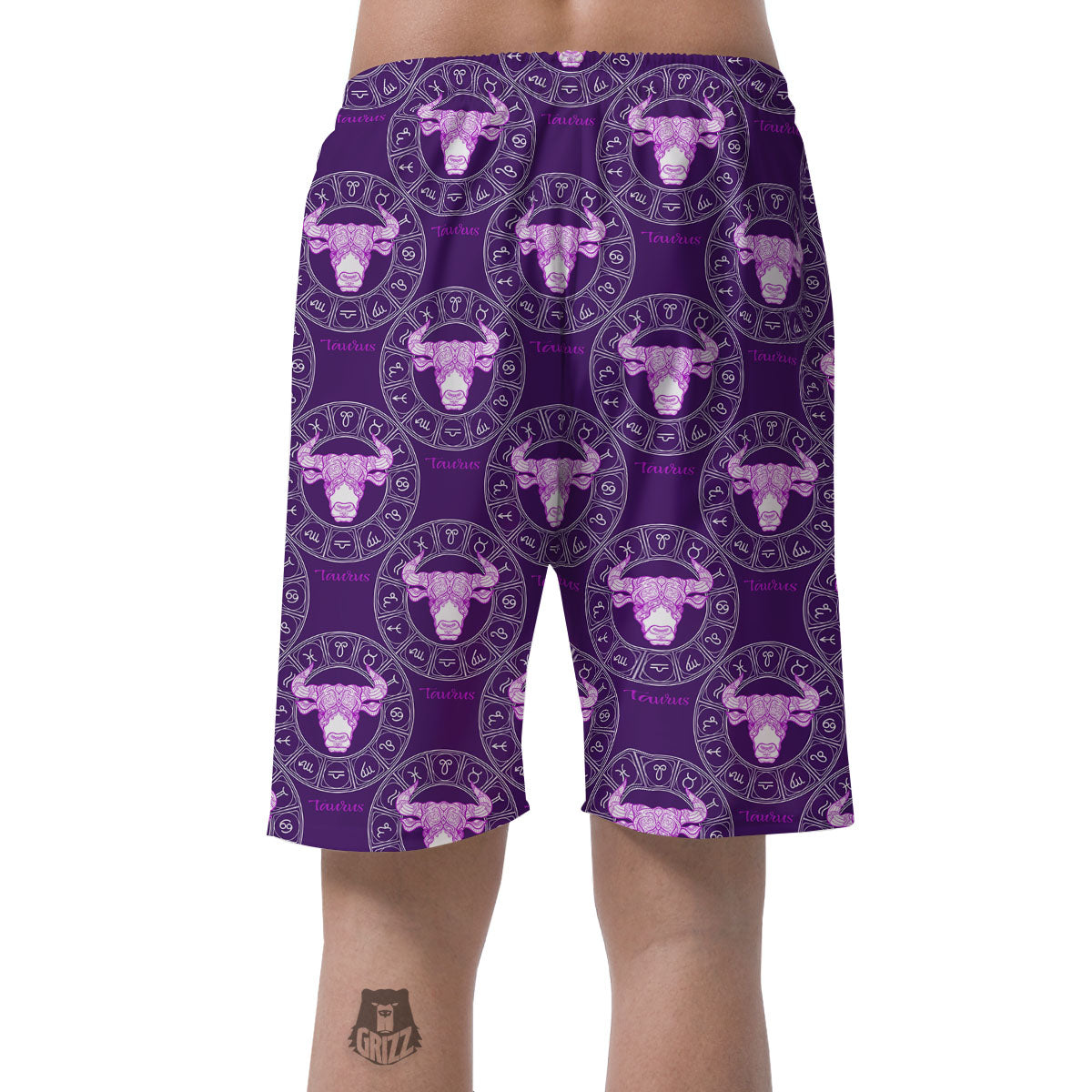 Zodiac Taurus Purple Print Pattern Men's Shorts-grizzshop