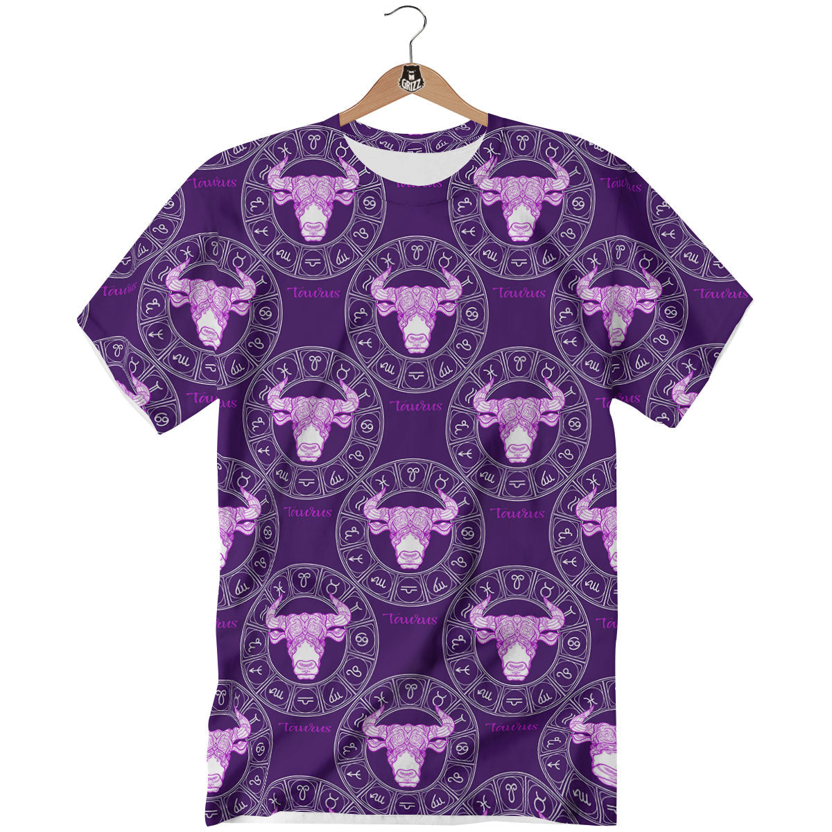 Zodiac Taurus Purple Print Pattern T-Shirt-grizzshop