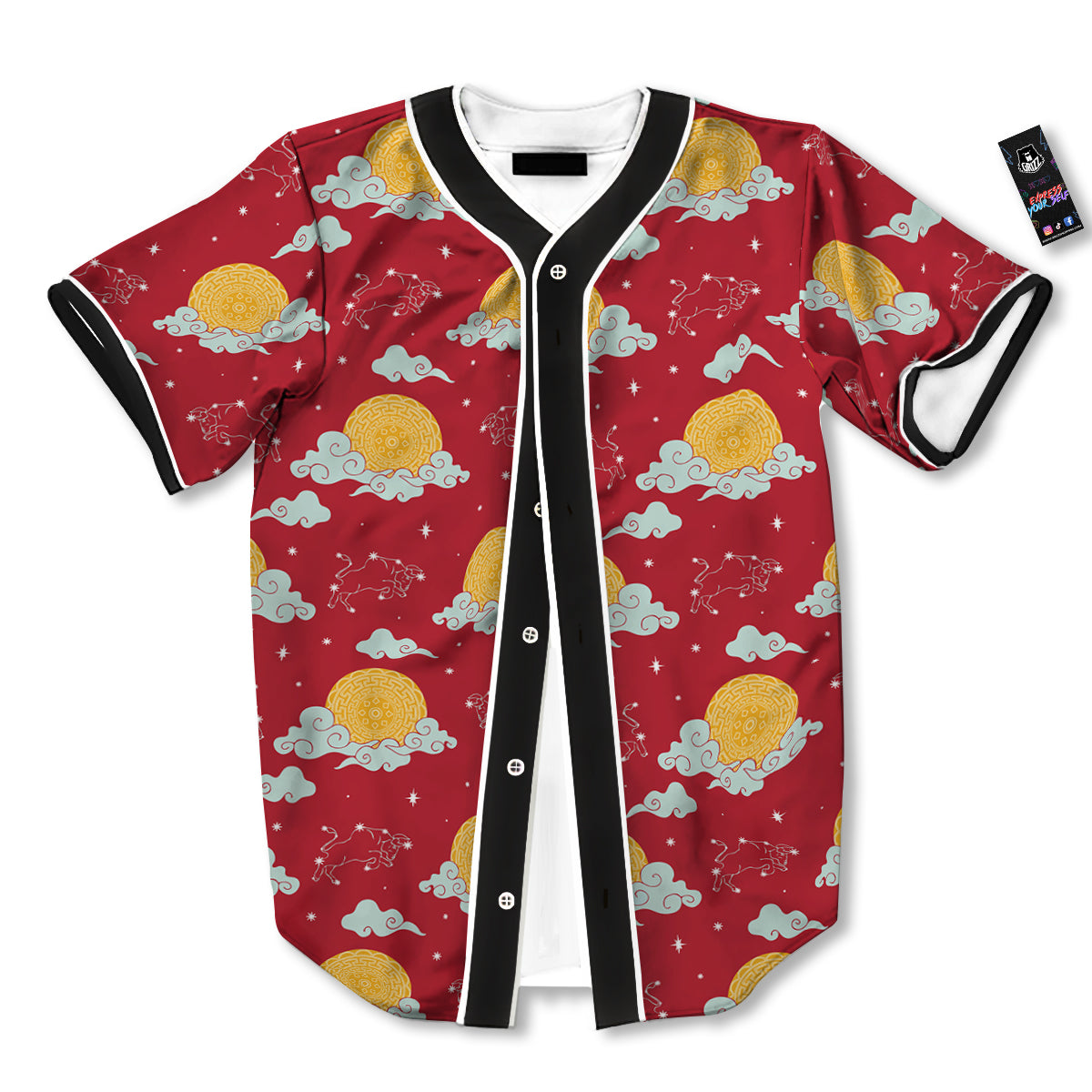 Zodiac Taurus Sky Chinese Year Print Pattern Baseball Jersey-grizzshop