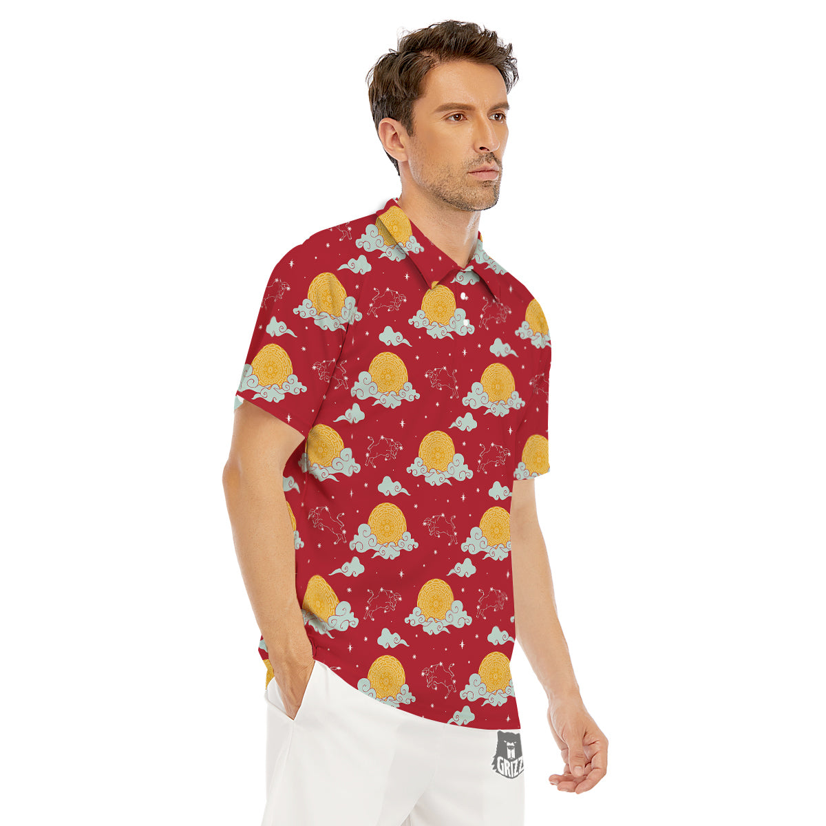 Zodiac Taurus Sky Chinese Year Print Pattern Men's Golf Shirts-grizzshop