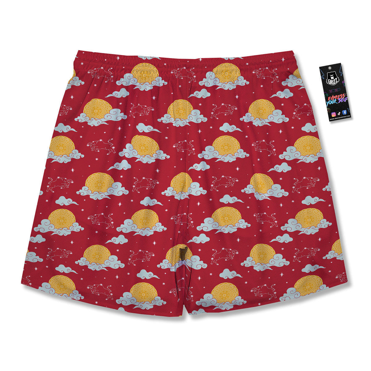 Zodiac Taurus Sky Chinese Year Print Pattern Men's Running Shorts-grizzshop