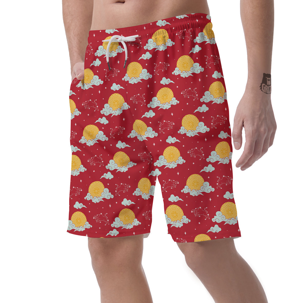 Zodiac Taurus Sky Chinese Year Print Pattern Men's Shorts-grizzshop