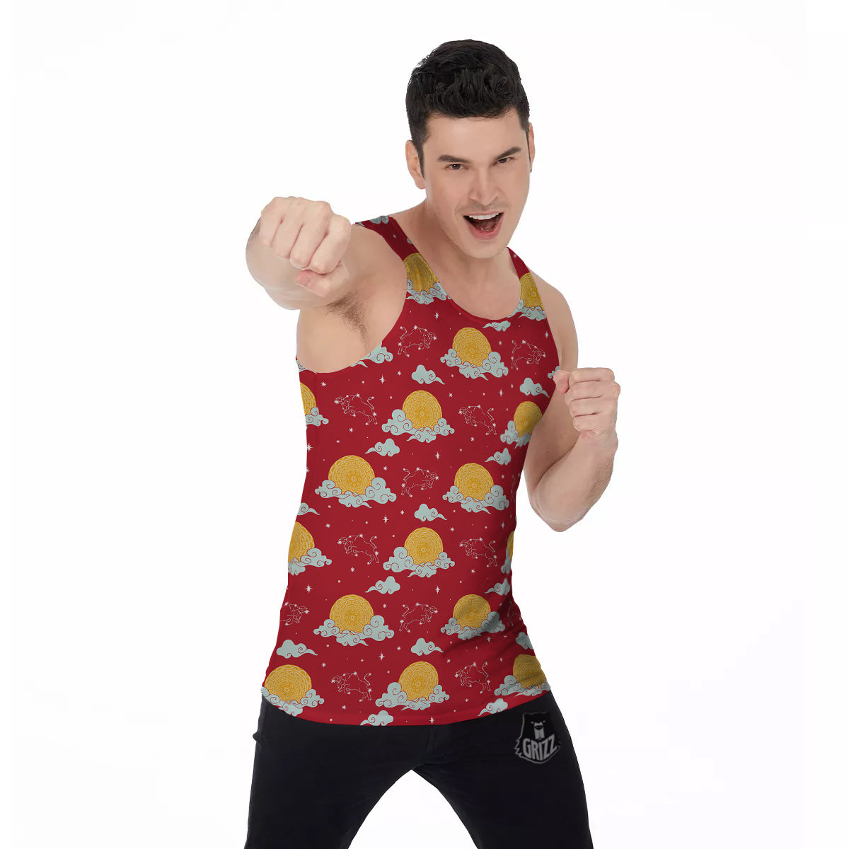 Zodiac Taurus Sky Chinese Year Print Pattern Men's Tank Top-grizzshop
