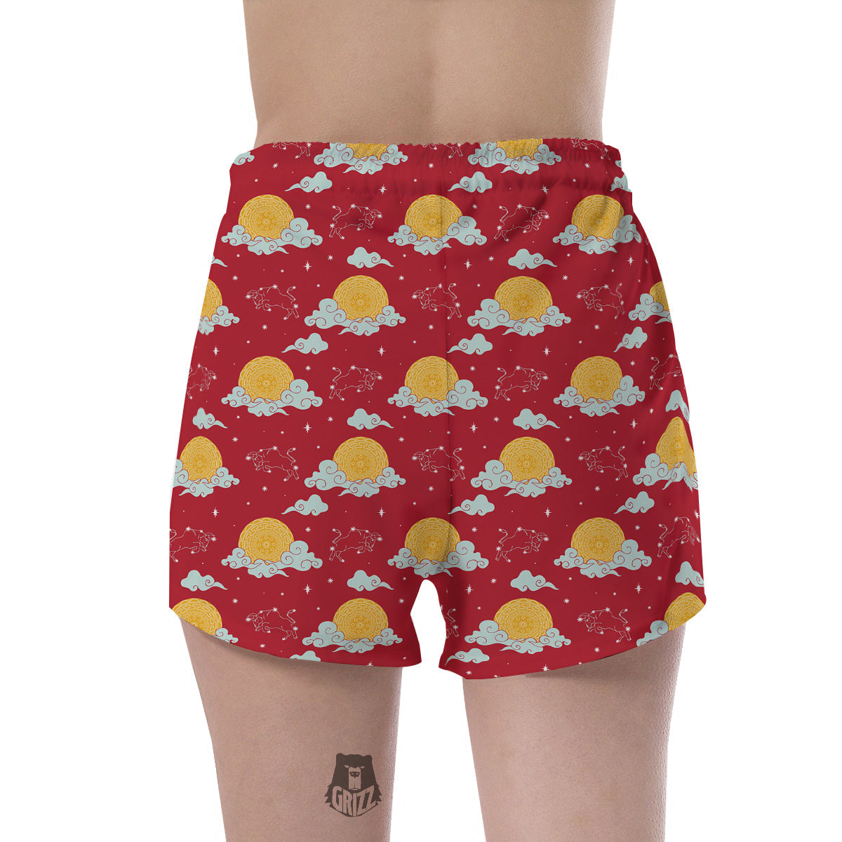 Zodiac Taurus Sky Chinese Year Print Pattern Women's Shorts-grizzshop