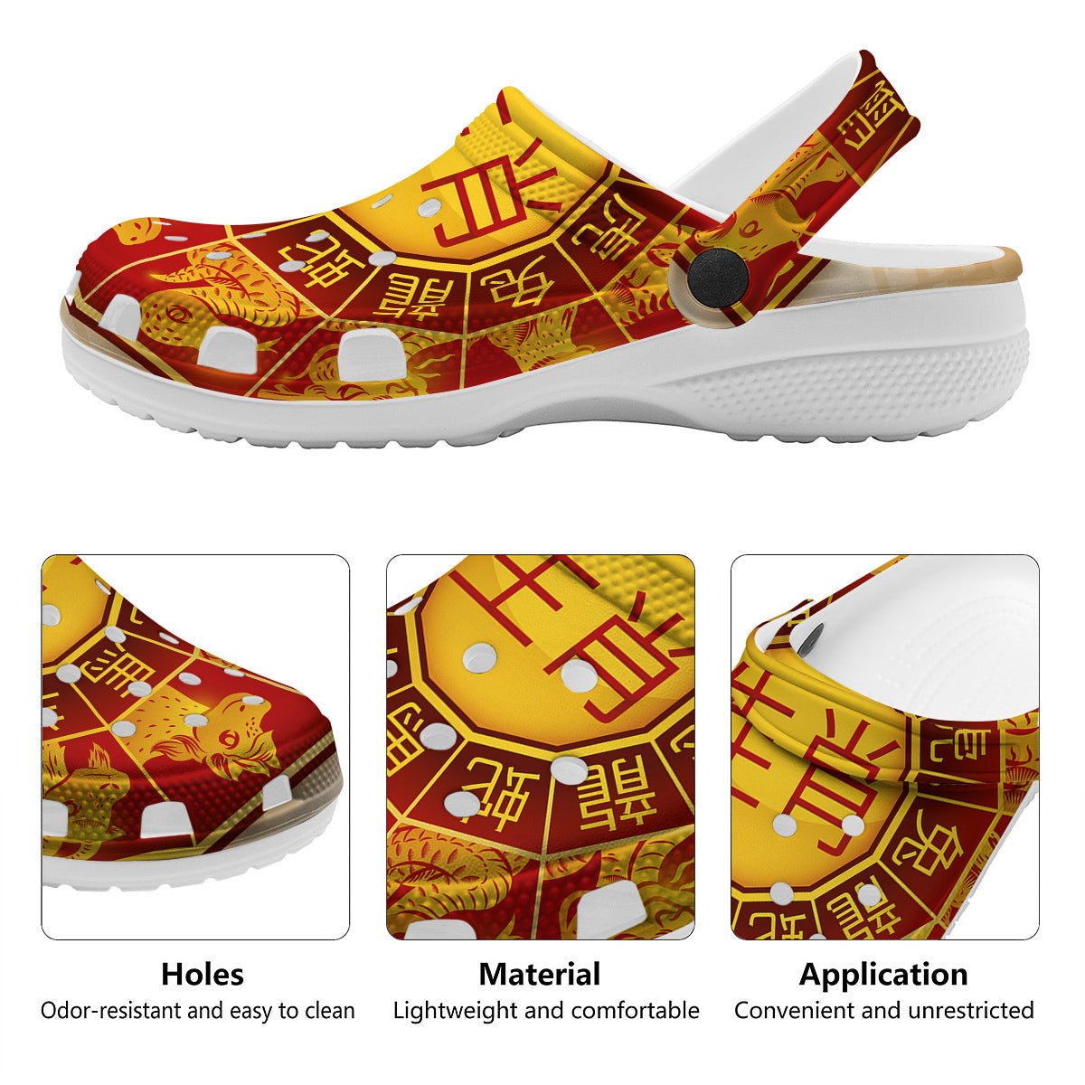 Zodiac Wheel Colourful Chinese Print Clog-grizzshop