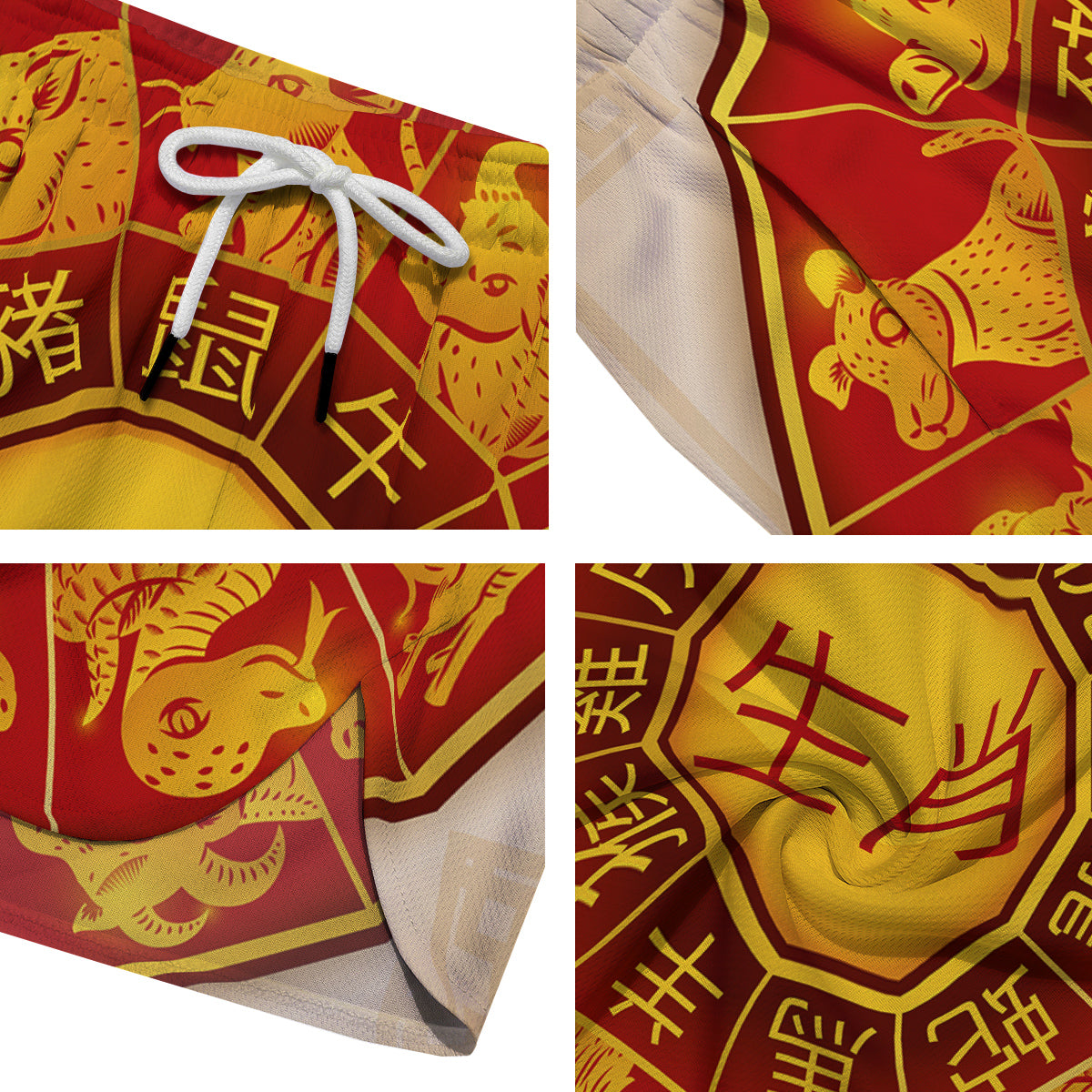 Zodiac Wheel Colourful Chinese Print Men's Running Shorts-grizzshop