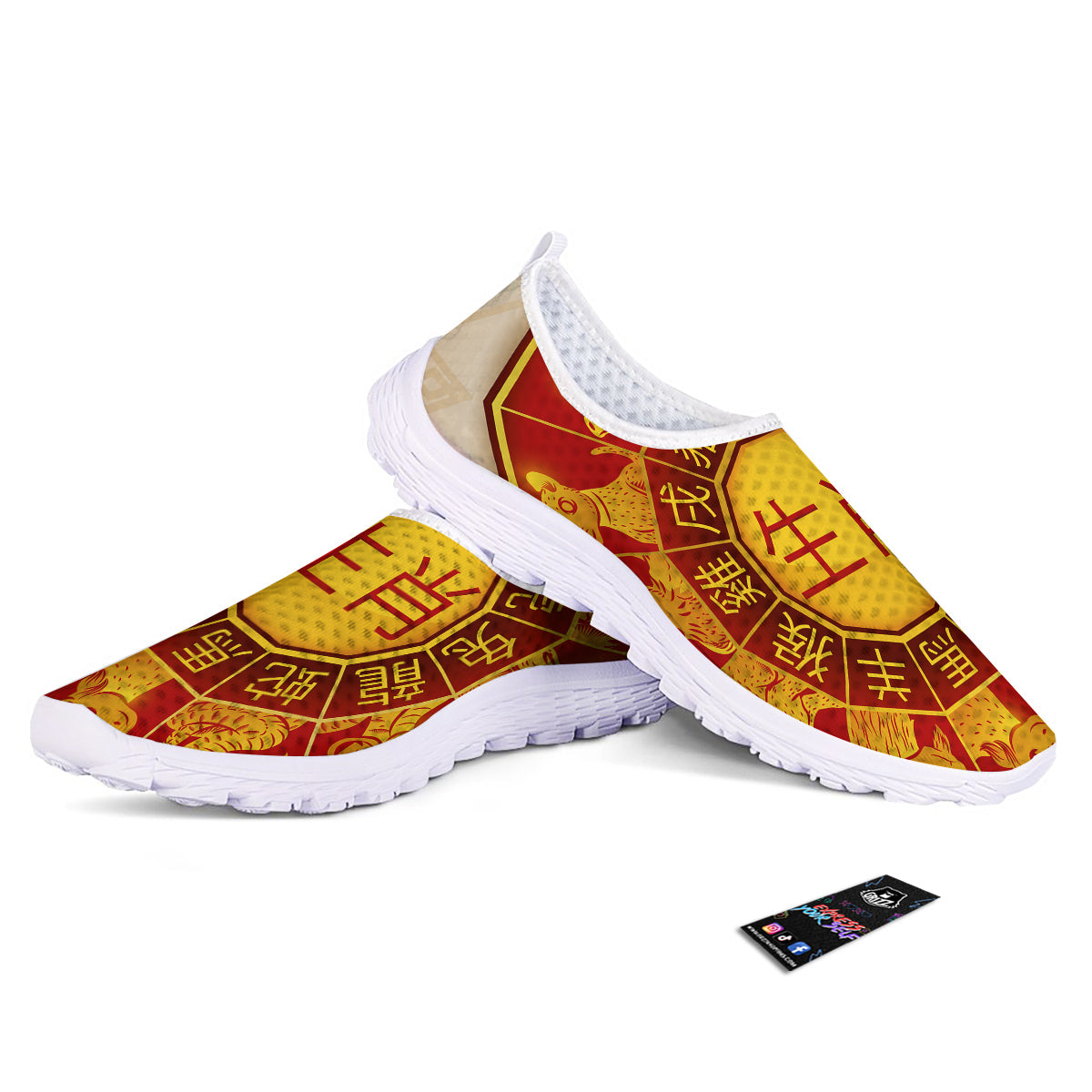 Zodiac Wheel Colourful Chinese Print Nurse Shoes-grizzshop