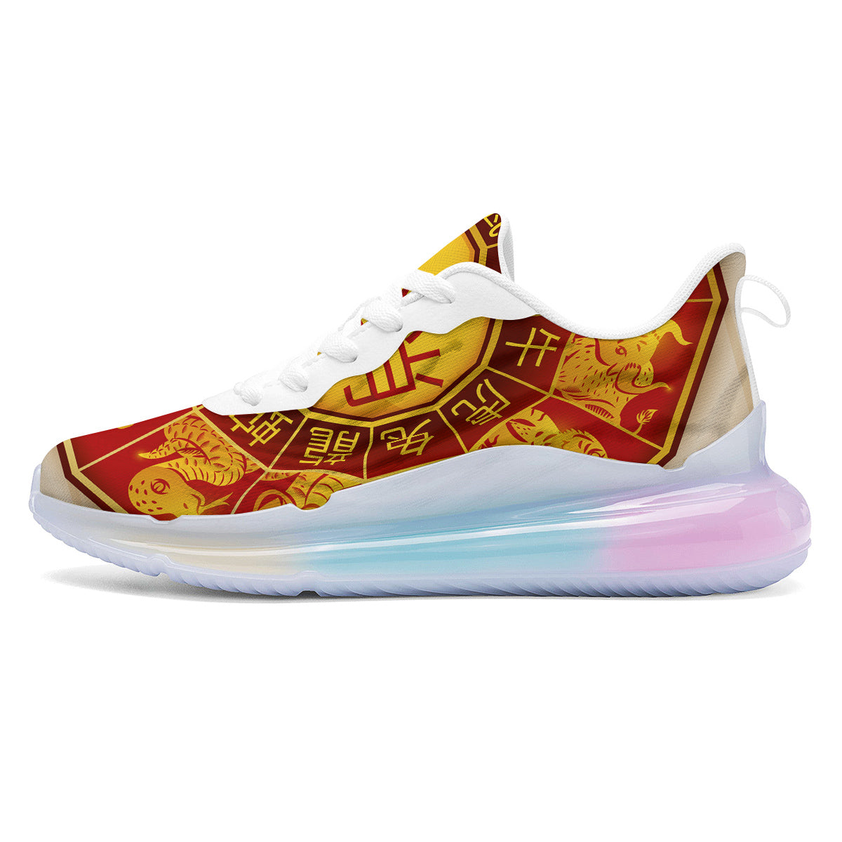 Zodiac Wheel Colourful Chinese Print Running Sneakers-grizzshop