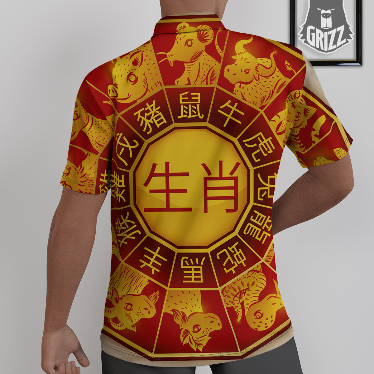 Zodiac Wheel Colourful Chinese Print Untucked Shirts-grizzshop