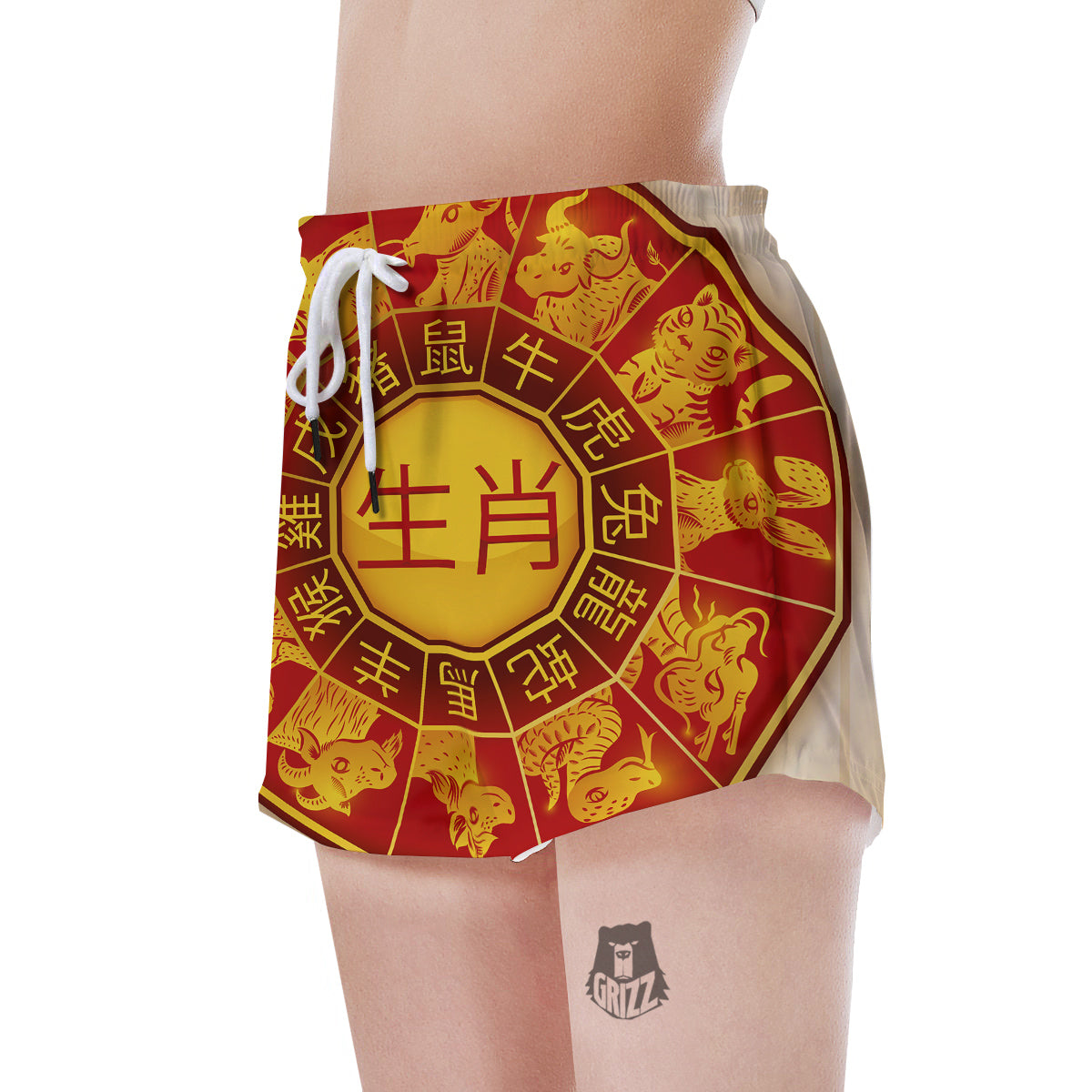 Zodiac Wheel Colourful Chinese Print Women's Shorts-grizzshop