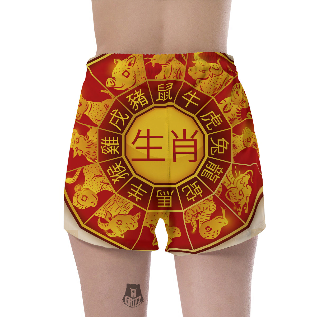 Zodiac Wheel Colourful Chinese Print Women's Shorts-grizzshop