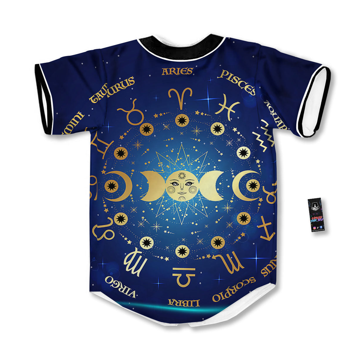 Zodiac Wheel Galaxy Print Baseball Jersey-grizzshop