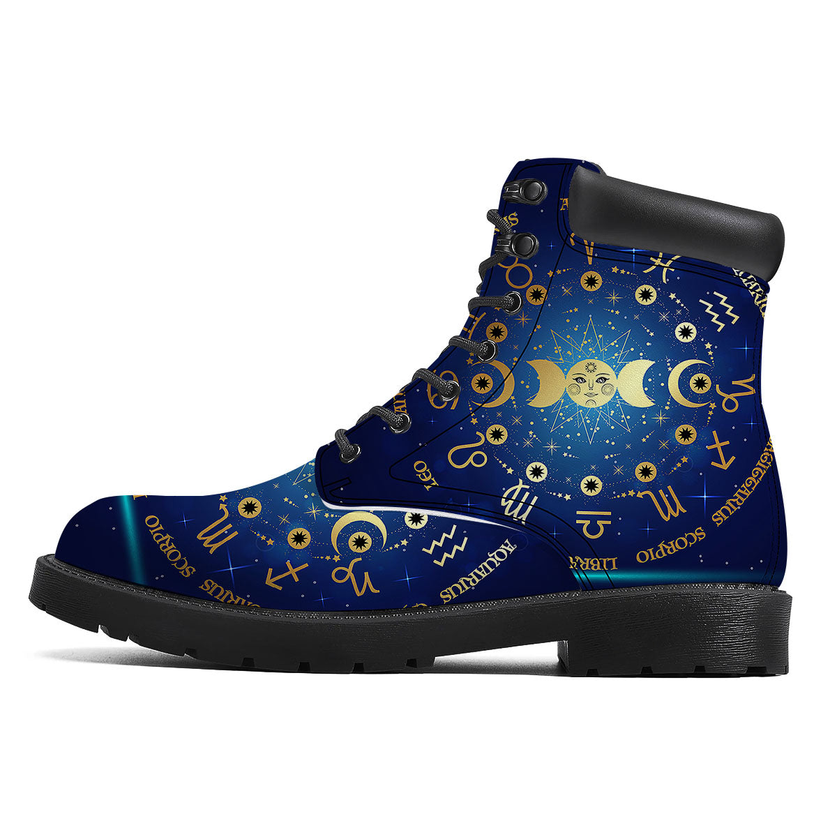 Zodiac Wheel Galaxy Print Boots-grizzshop