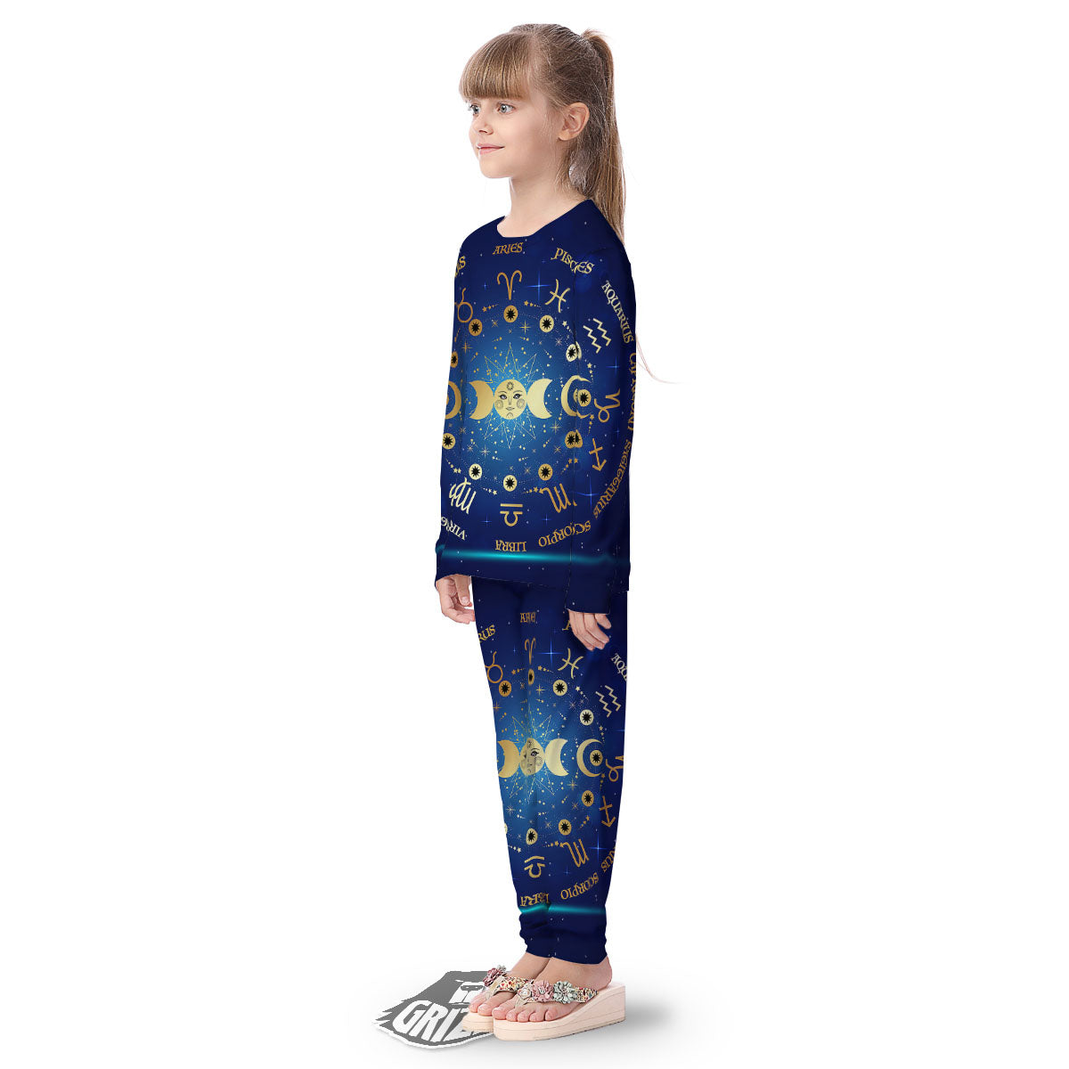 Zodiac Wheel Galaxy Print Kid's Pajamas-grizzshop