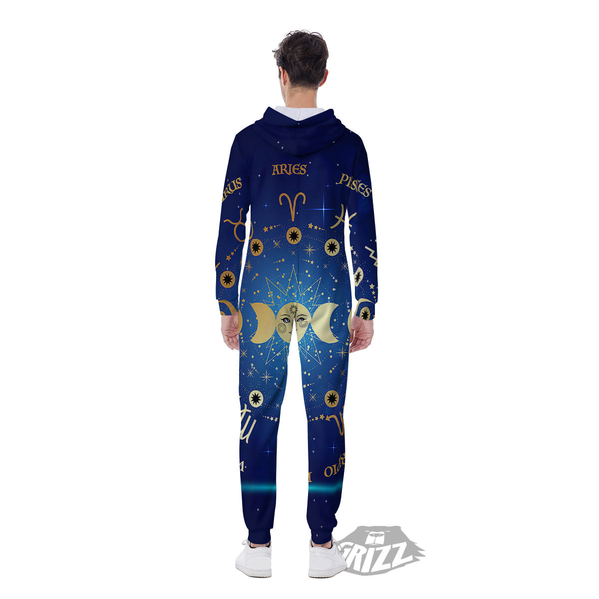 Zodiac Wheel Galaxy Print Men's Jumpsuit-grizzshop