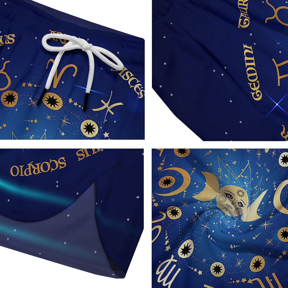 Zodiac Wheel Galaxy Print Men's Running Shorts-grizzshop