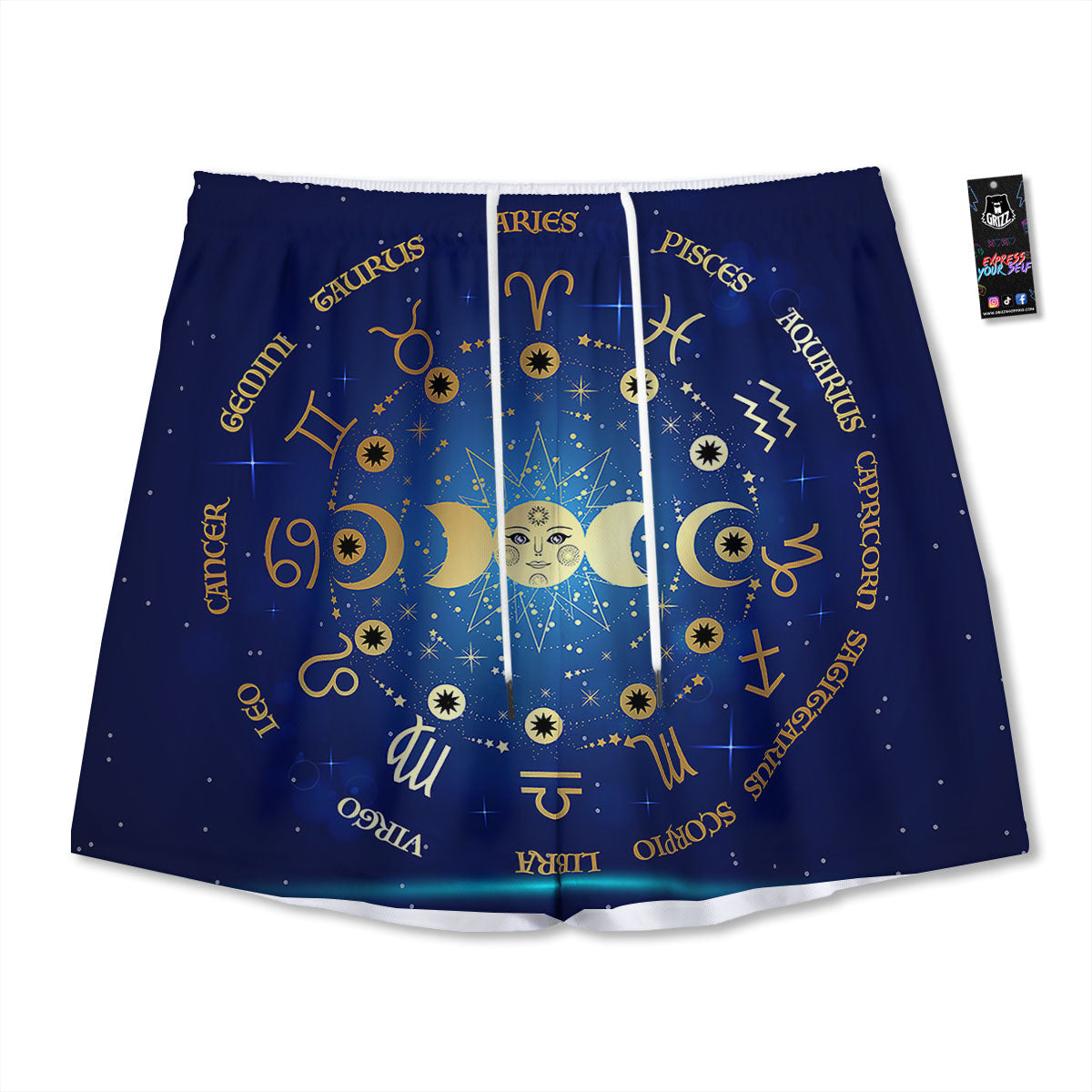 Zodiac Wheel Galaxy Print Mesh Shorts