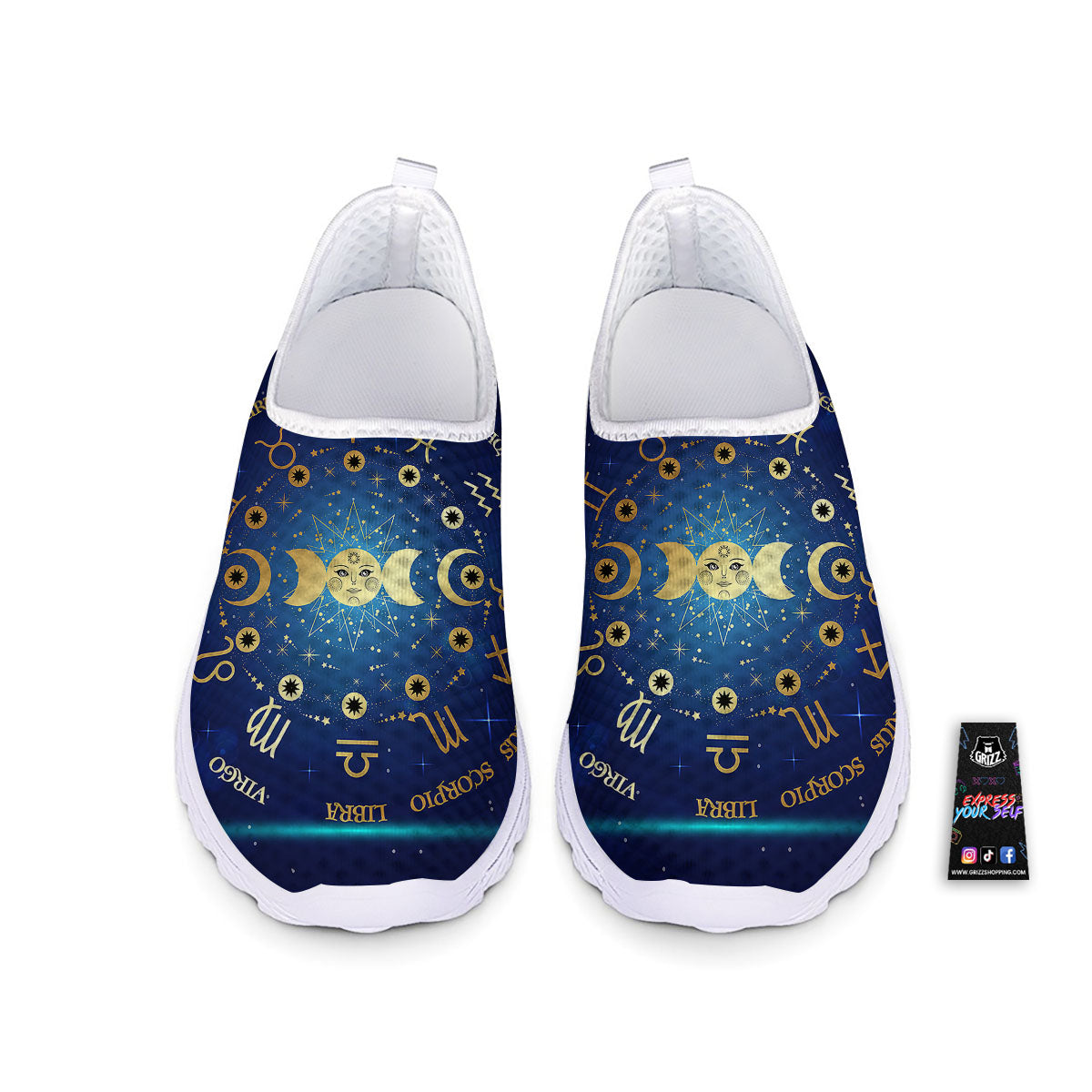 Zodiac Wheel Galaxy Print Nurse Shoes-grizzshop