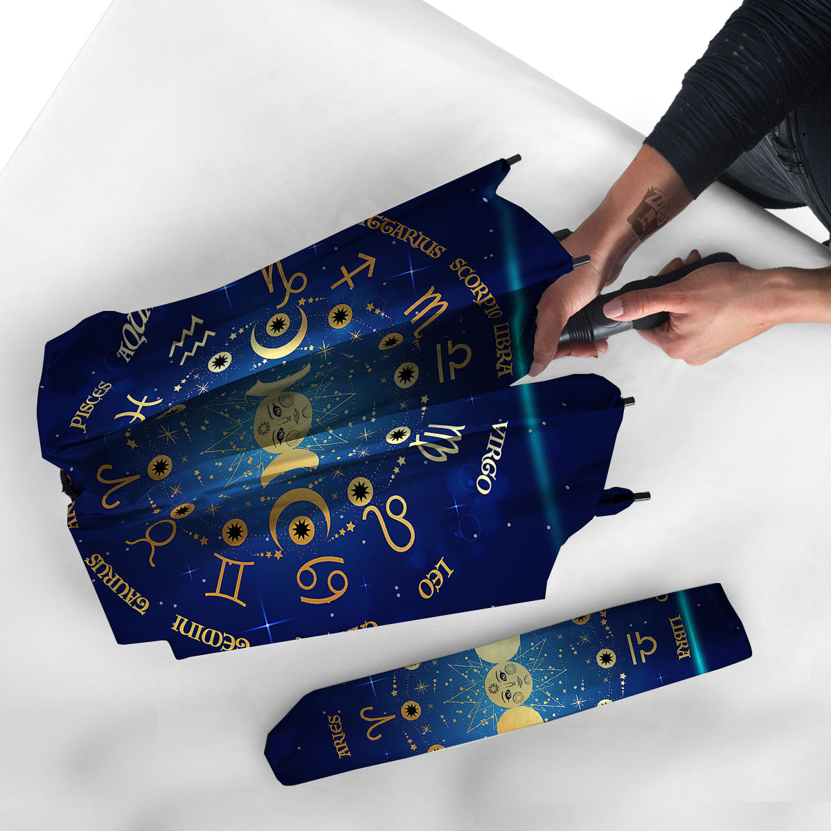 Zodiac Wheel Galaxy Print Umbrella-grizzshop