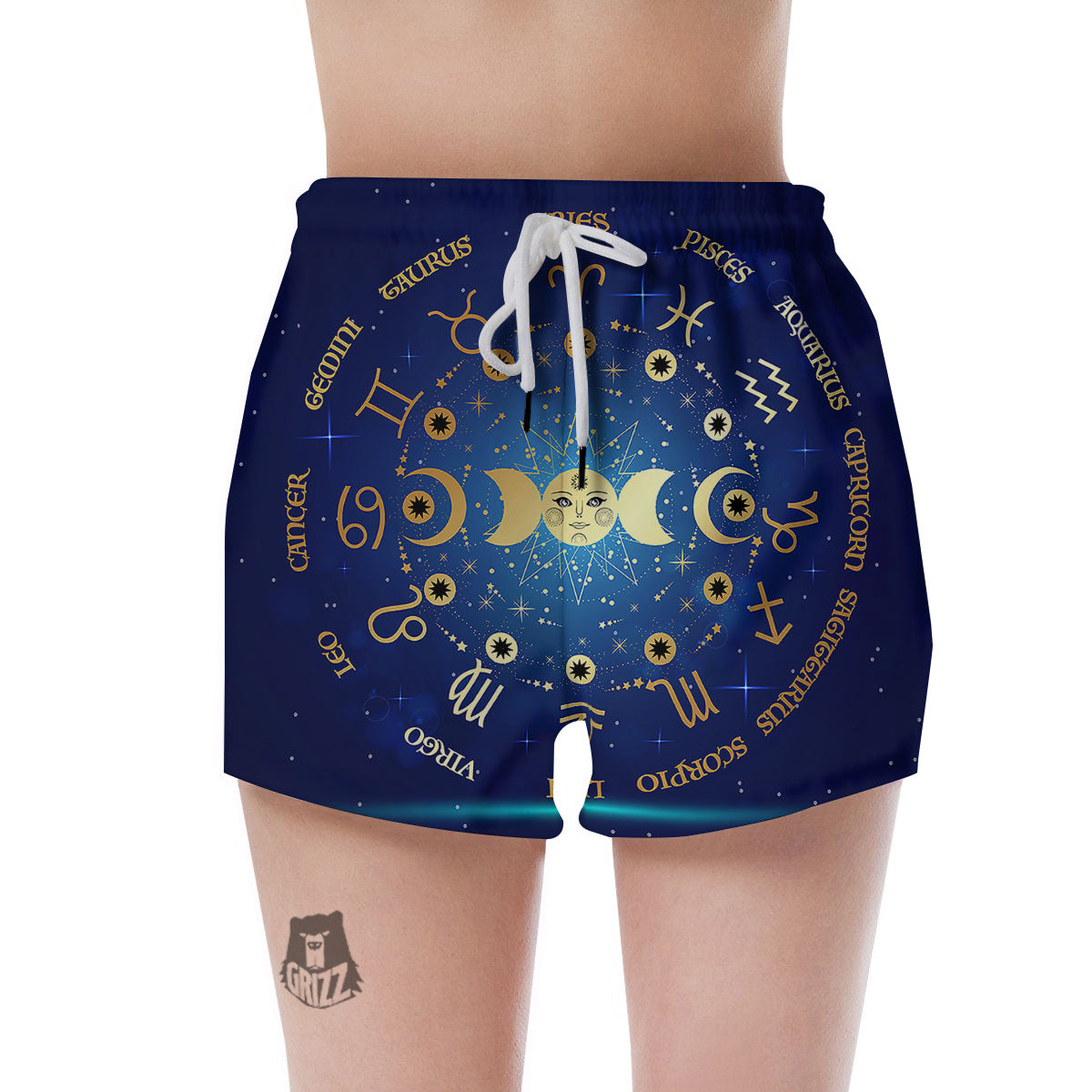 Zodiac Wheel Galaxy Print Women's Shorts-grizzshop