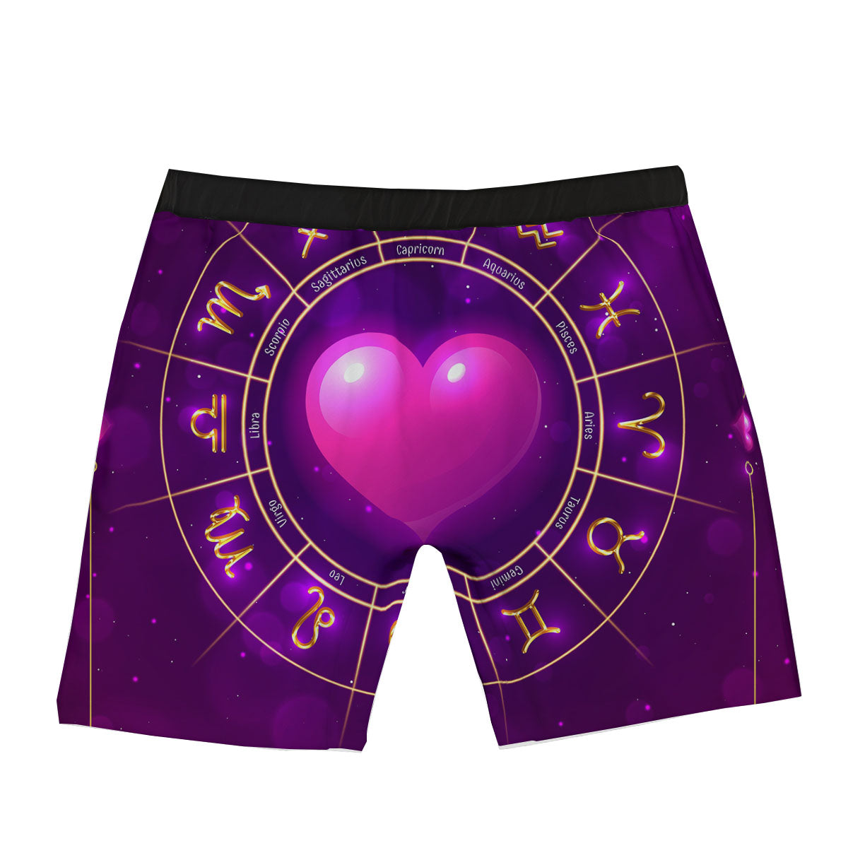 Zodiac Wheel Pink Heart Print Boxer Briefs-grizzshop