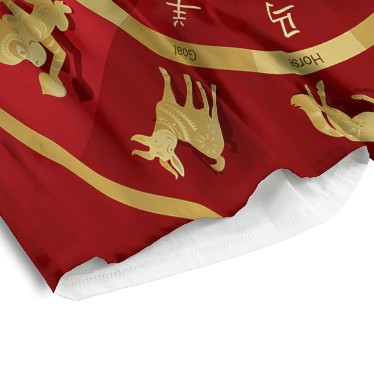 Zodiac Wheel Red Chinese Print Men's Athletic Shorts