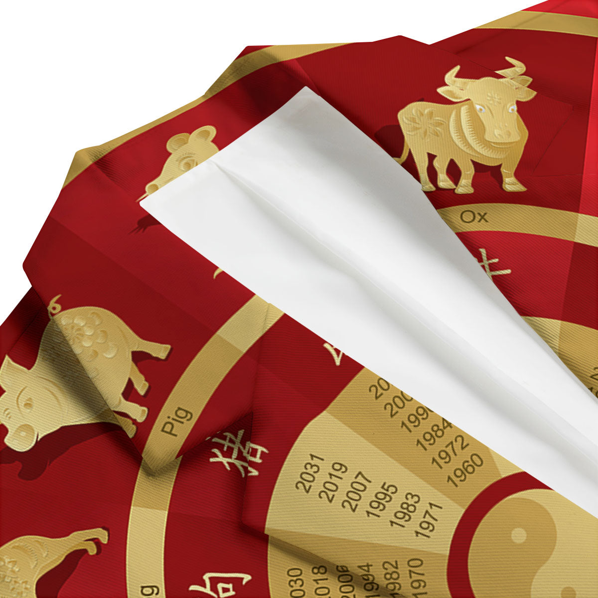 Zodiac Wheel Red Chinese Print Men's Blazer-grizzshop