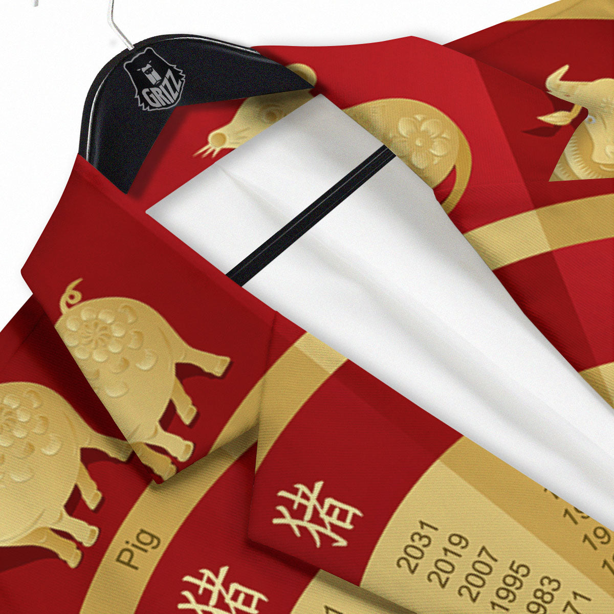 Zodiac Wheel Red Chinese Print Men's Sport Coat-grizzshop