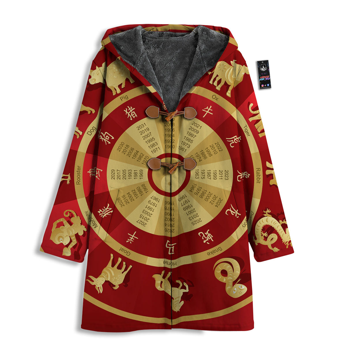 Zodiac Wheel Red Chinese Print Men's Windbreaker Jacket-grizzshop