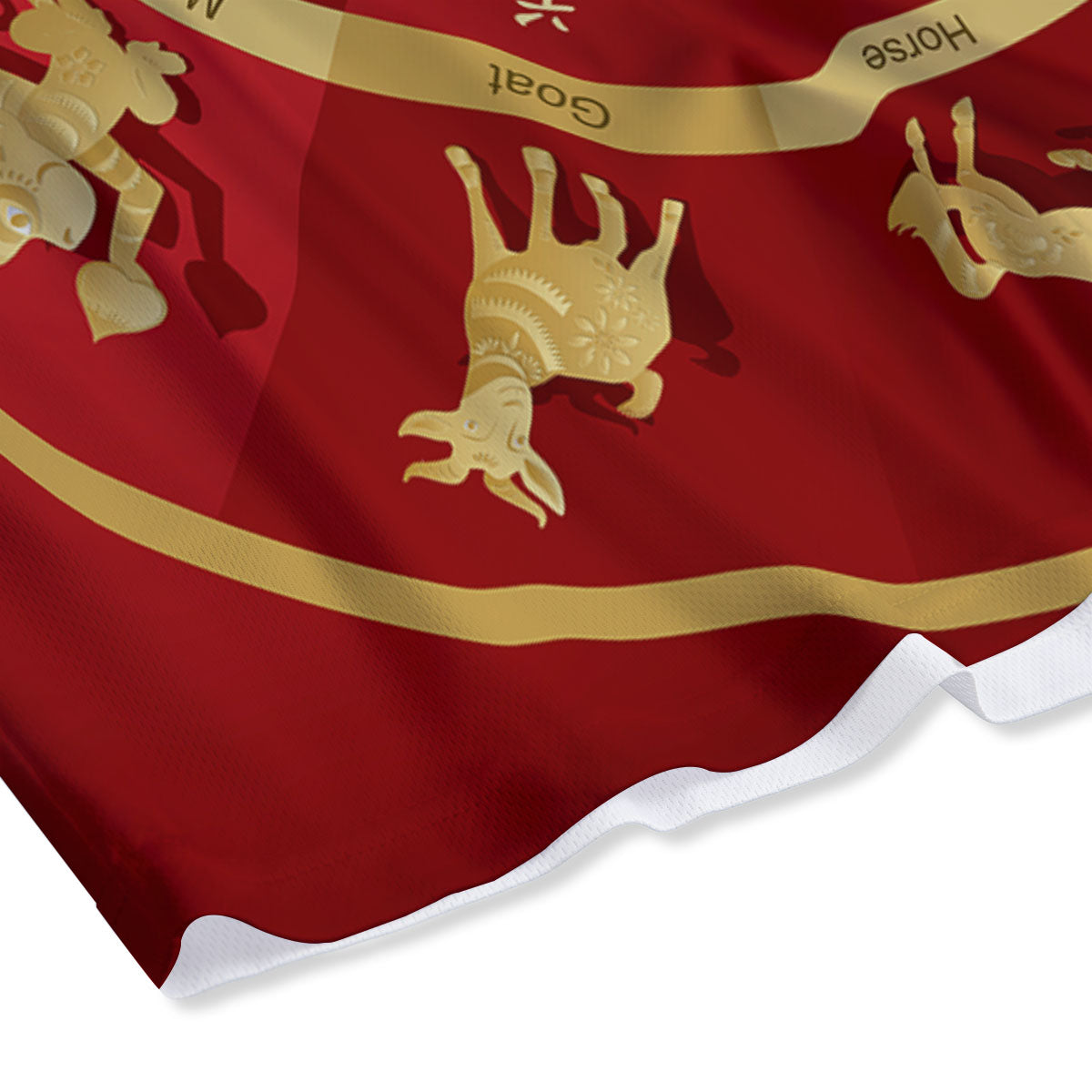 Zodiac Wheel Red Chinese Print Mesh Shorts