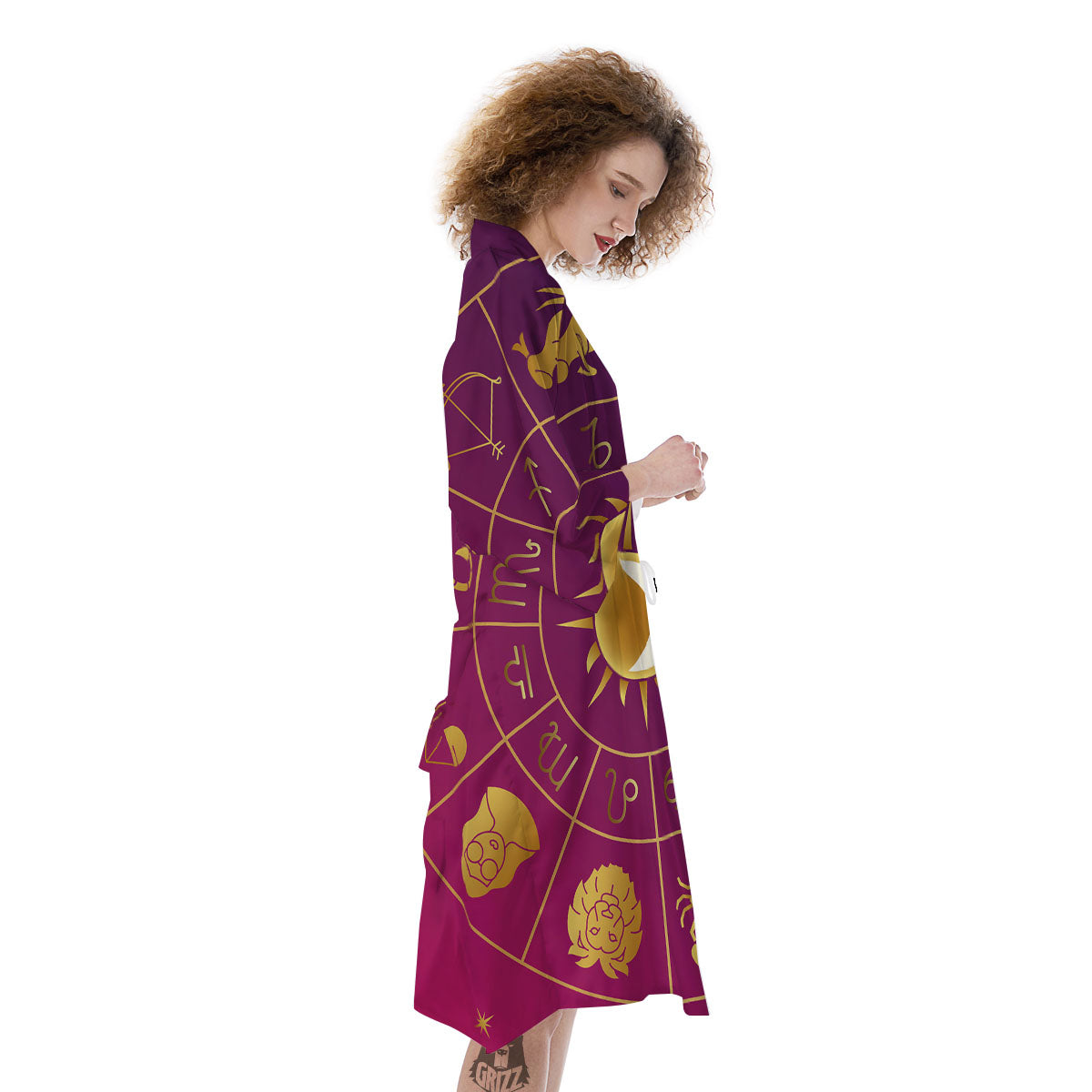 Zodiac Wheel Symbols Print Kimono-grizzshop