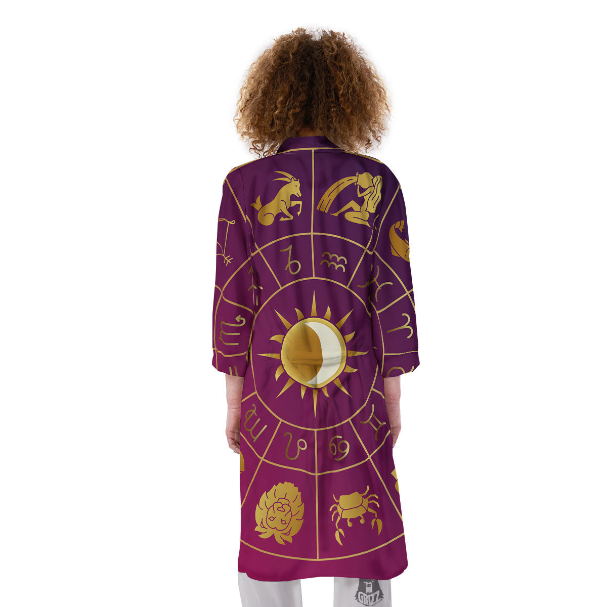Zodiac Wheel Symbols Print Kimono-grizzshop
