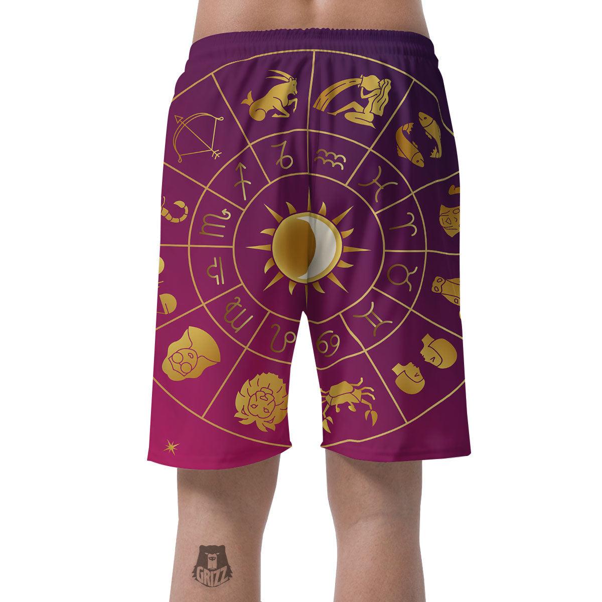 Zodiac Wheel Symbols Print Men's Shorts-grizzshop