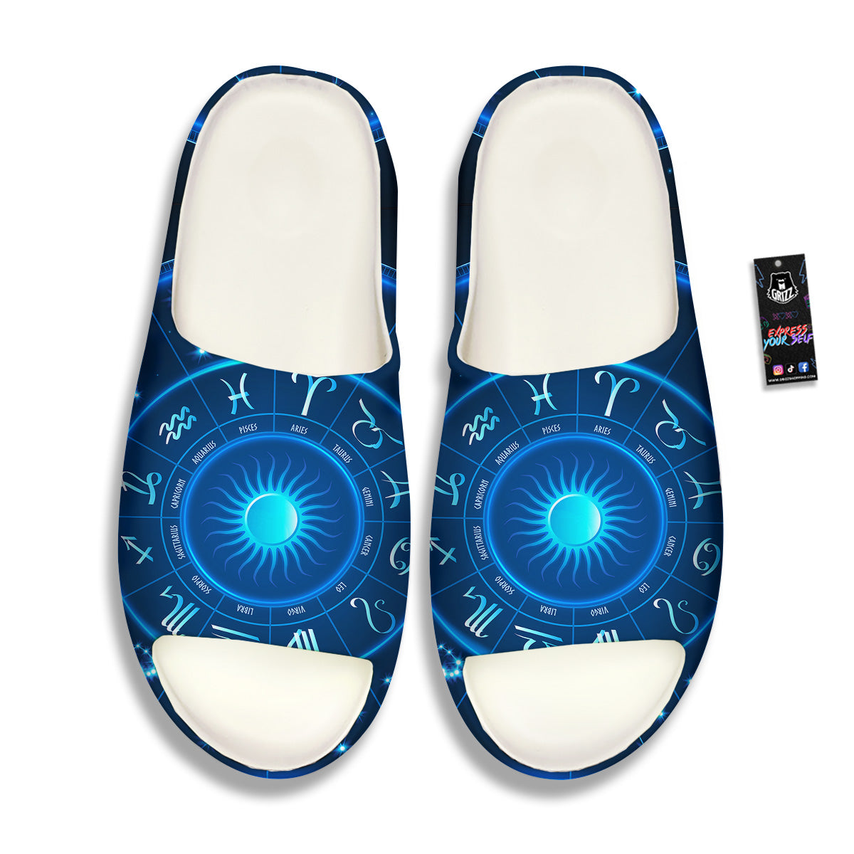 Zodiac Circle Blue Light Print Sandals-grizzshop