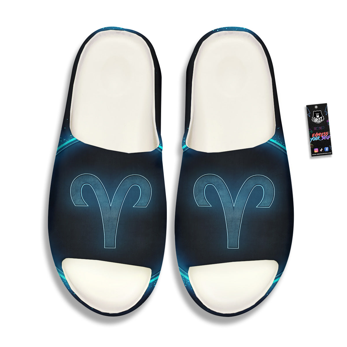 Zodiac Sign Blue Aries Print Sandals-grizzshop