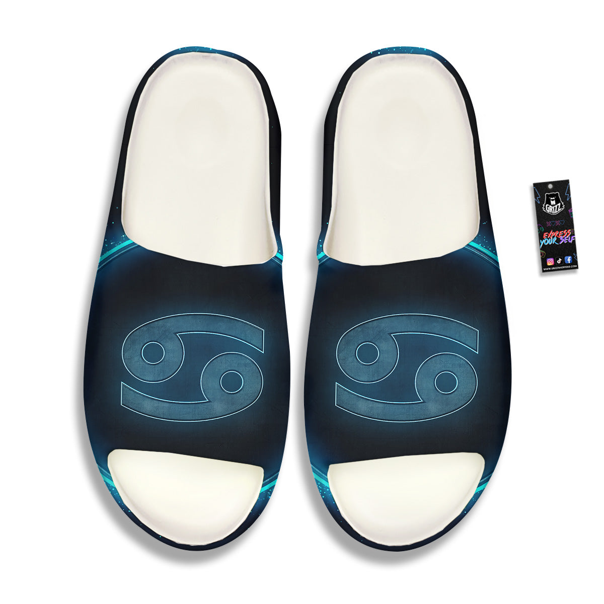 Zodiac Sign Blue Cancer Print Sandals-grizzshop