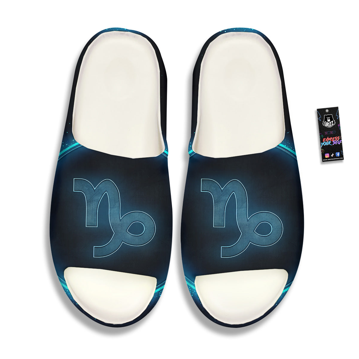Zodiac Sign Blue Capricorn Print Sandals-grizzshop