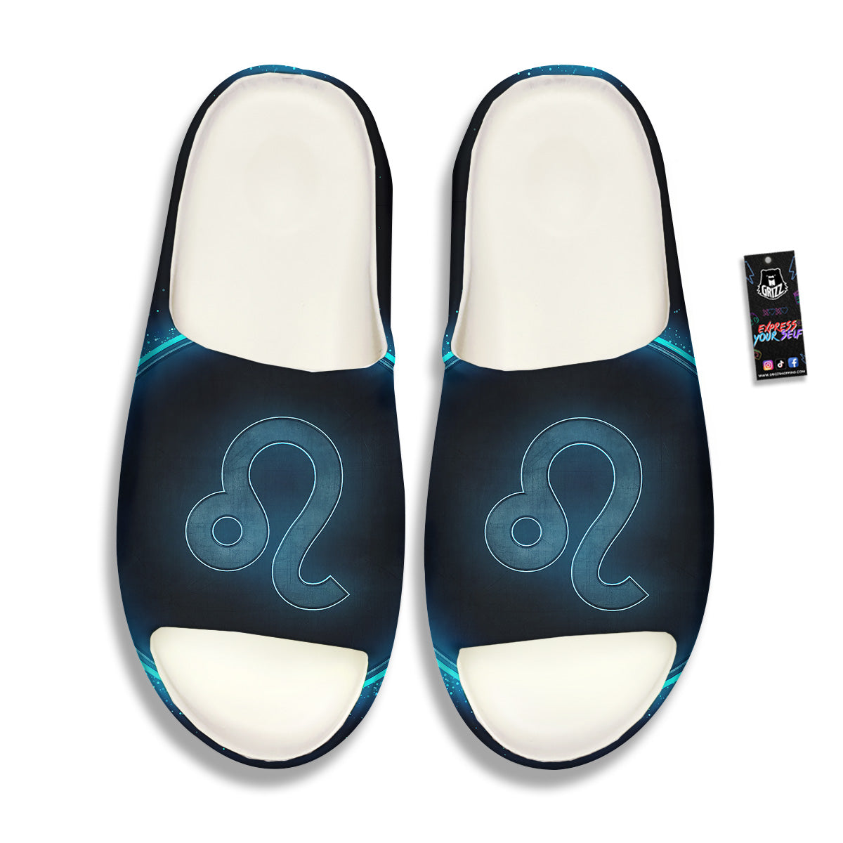 Zodiac Sign Blue Leo Print Sandals-grizzshop
