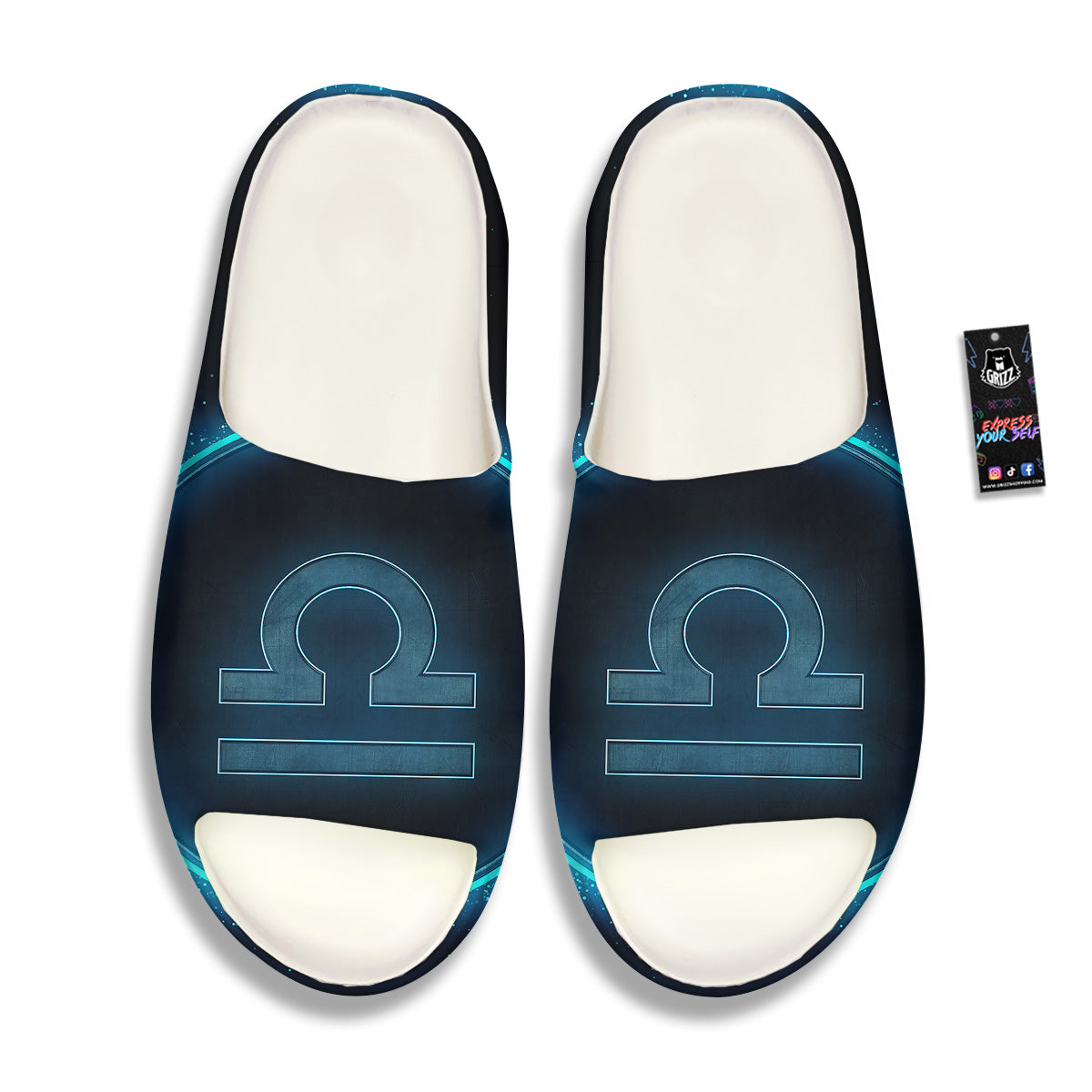 Zodiac Sign Blue Libra Print Sandals-grizzshop