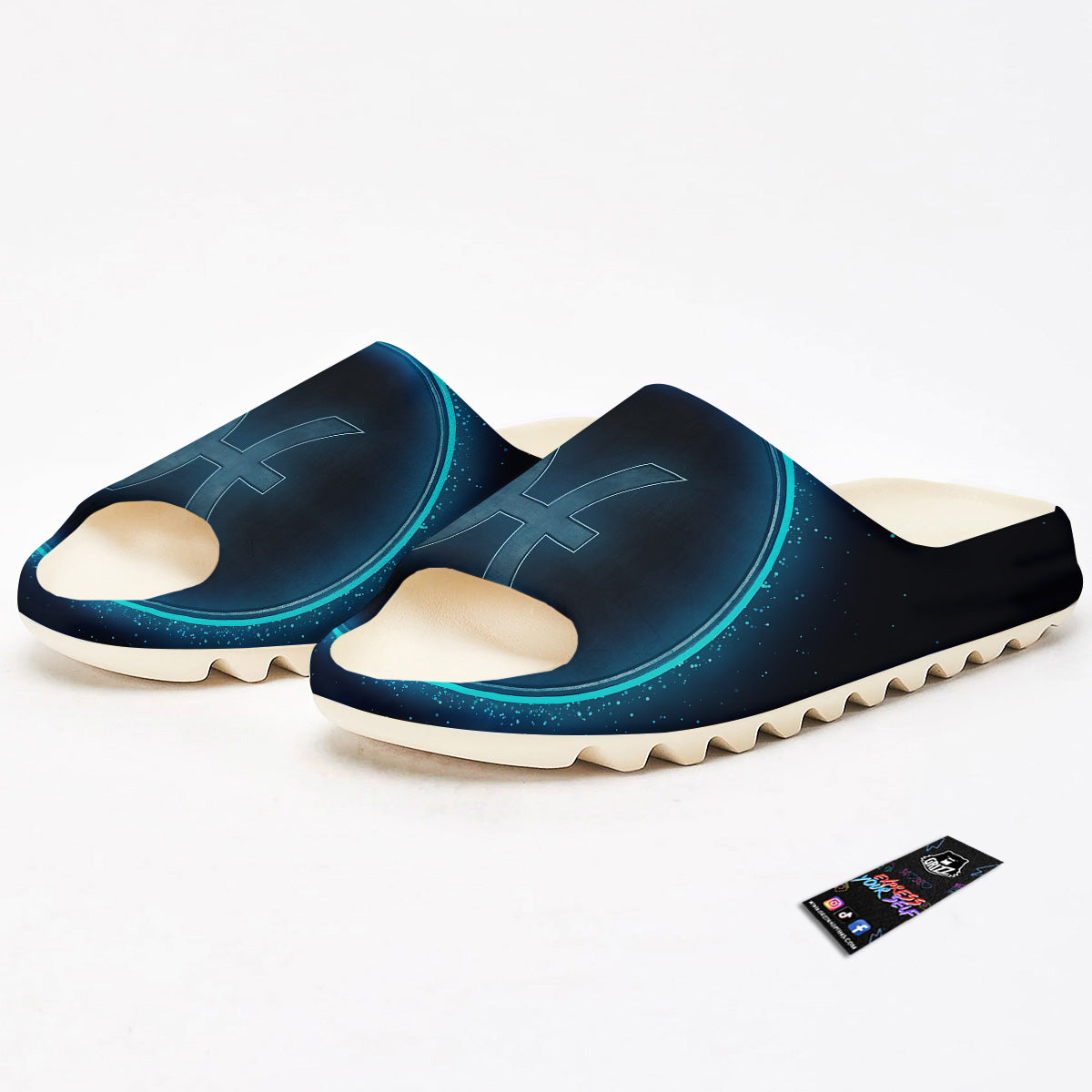 Zodiac Sign Blue Pisces Print Sandals-grizzshop