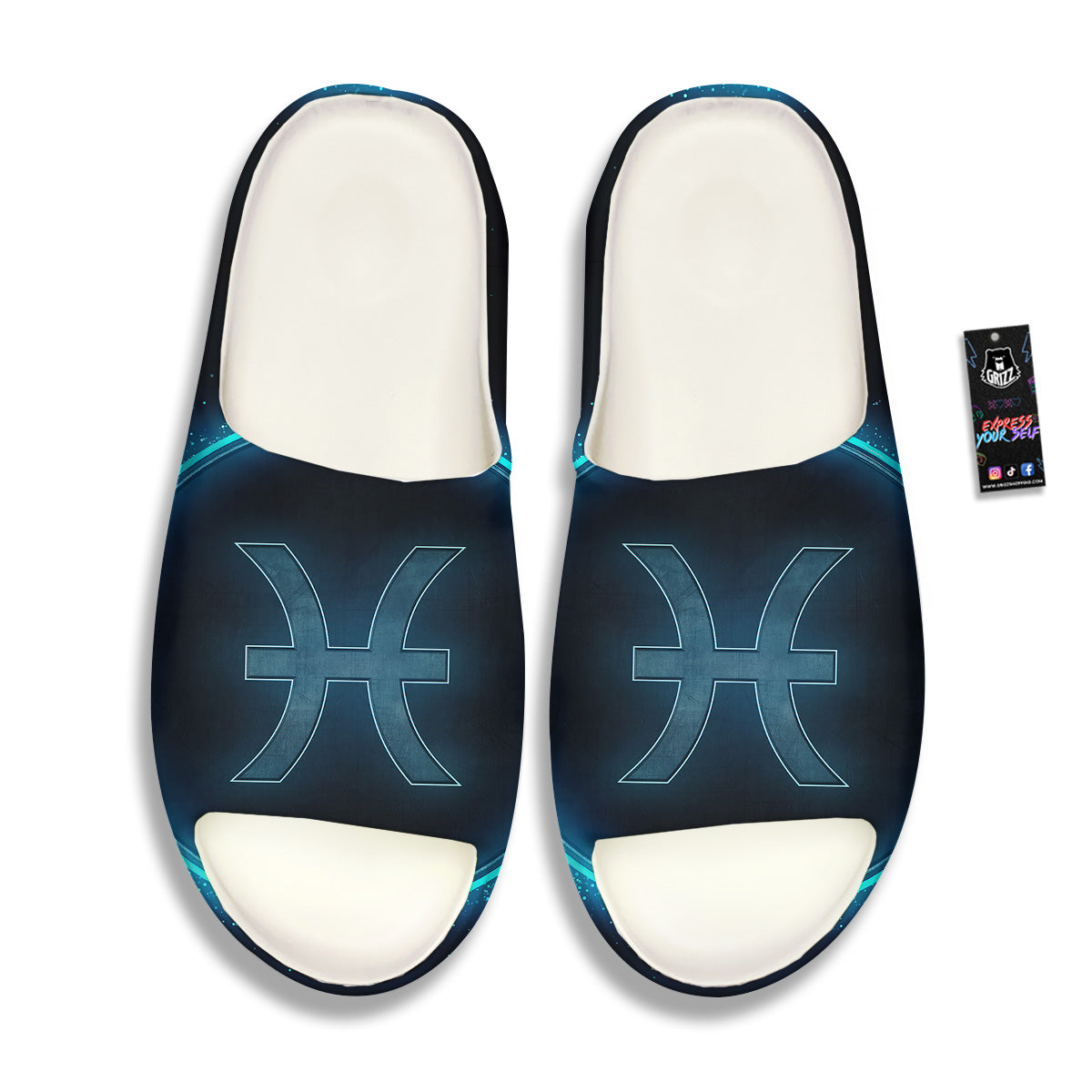 Zodiac Sign Blue Pisces Print Sandals-grizzshop