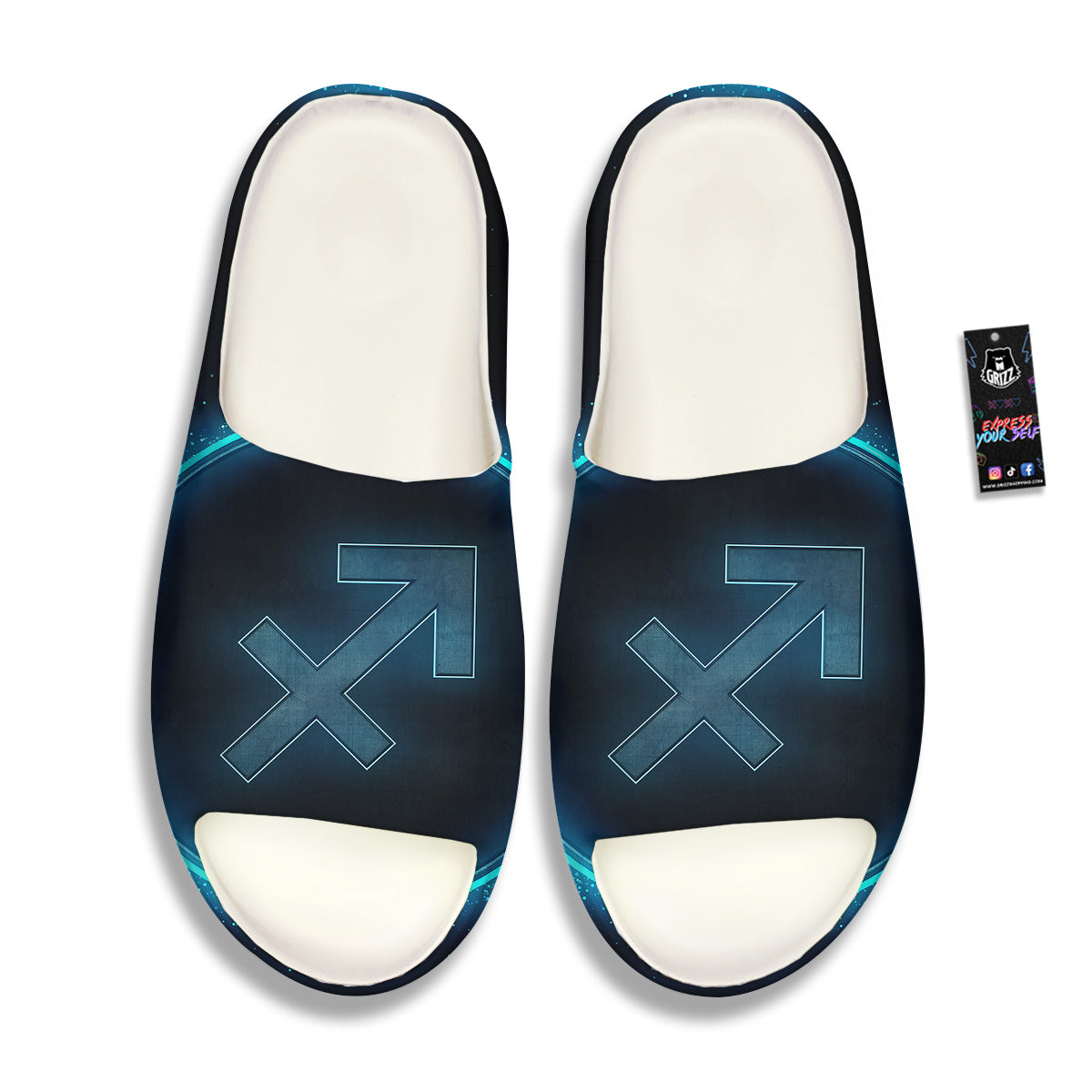 Zodiac Sign Blue Sagittarius Print Sandals-grizzshop