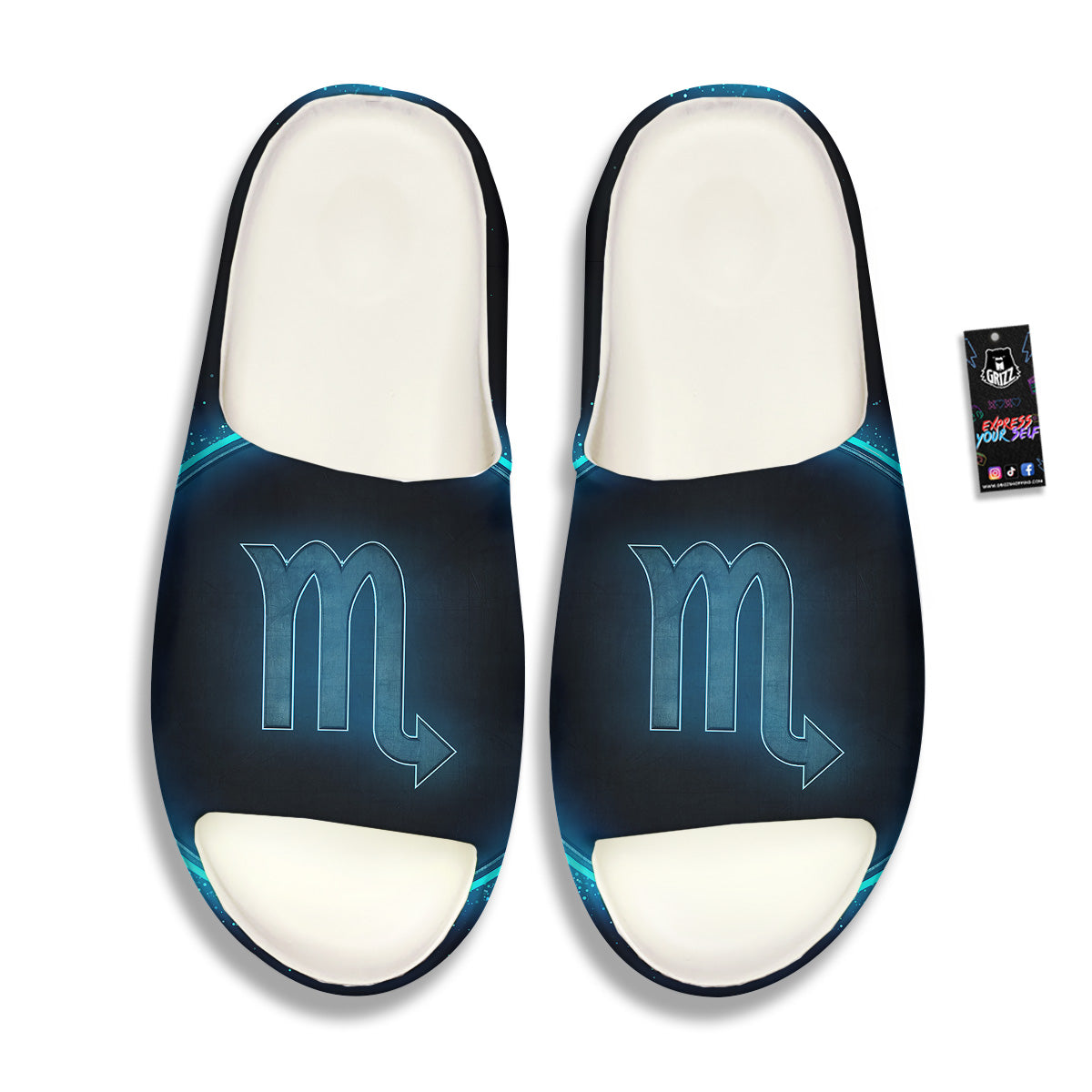 Zodiac Sign Blue Scorpio Print Sandals-grizzshop