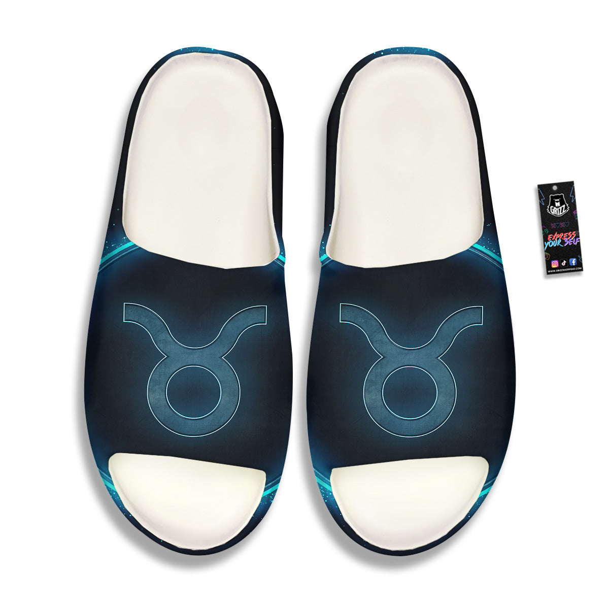 Zodiac Sign Blue Taurus Print Sandals-grizzshop
