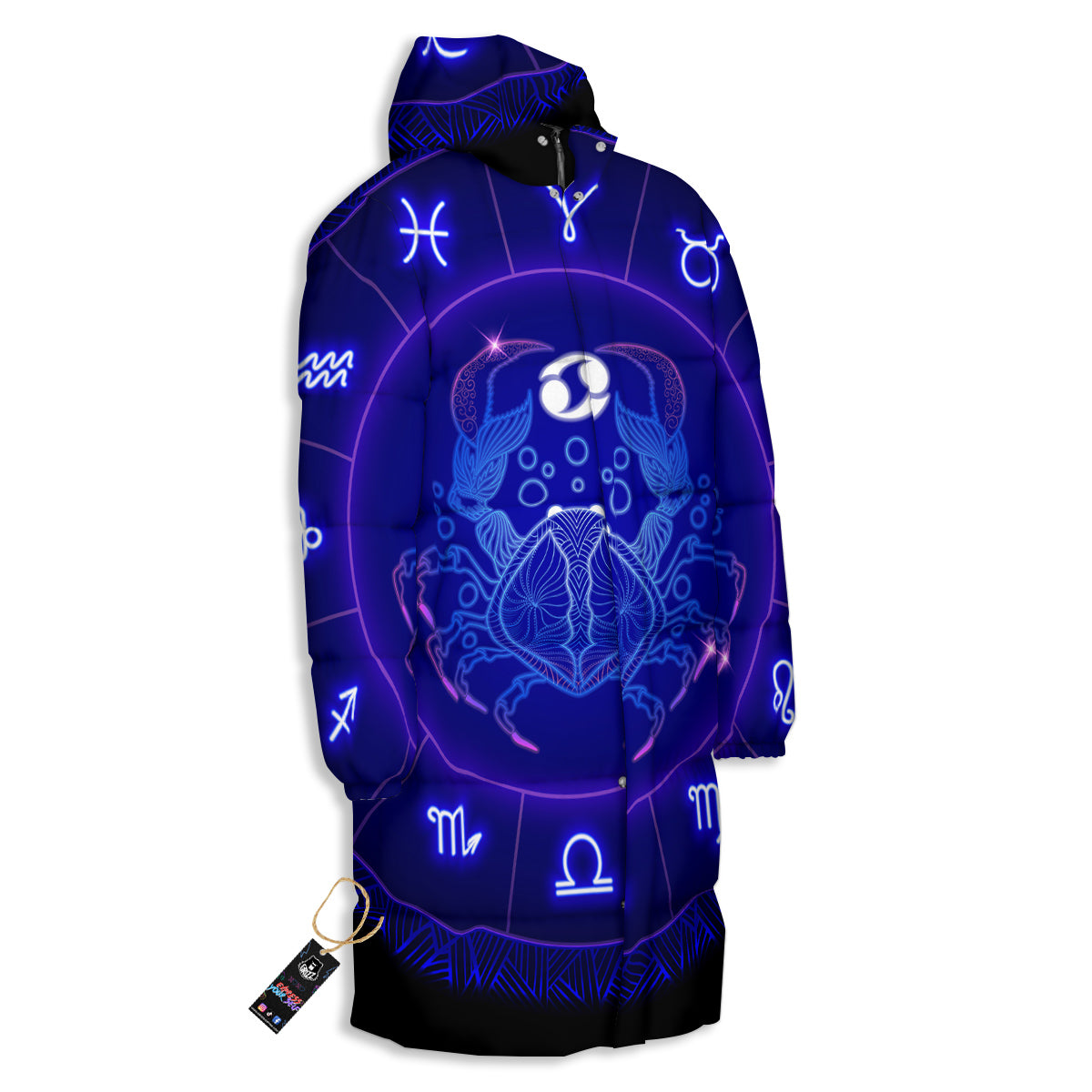 Zodiac Sign Dark Cancer Print Long Down Jacket