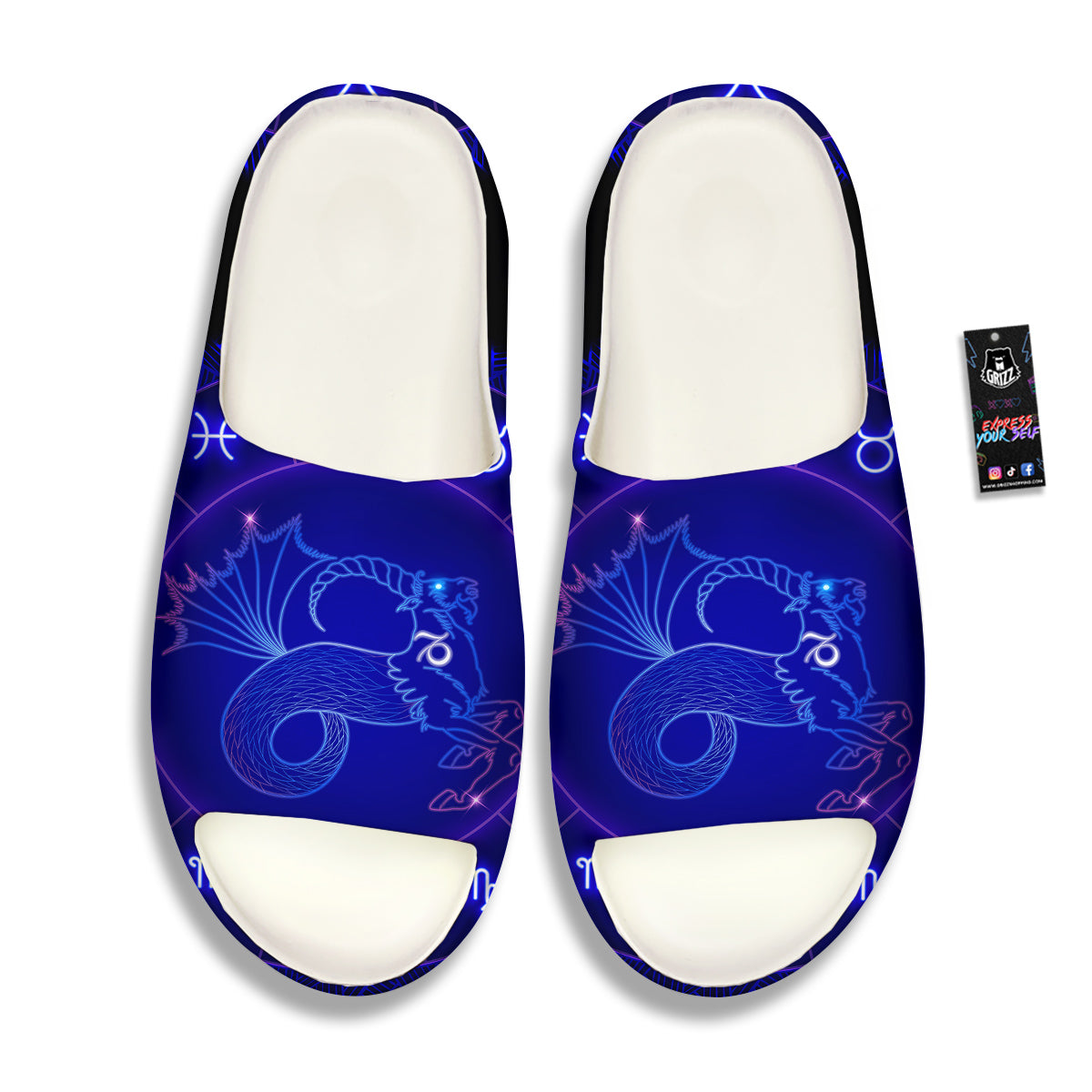 Zodiac Sign Dark Capricorn Print Sandals-grizzshop
