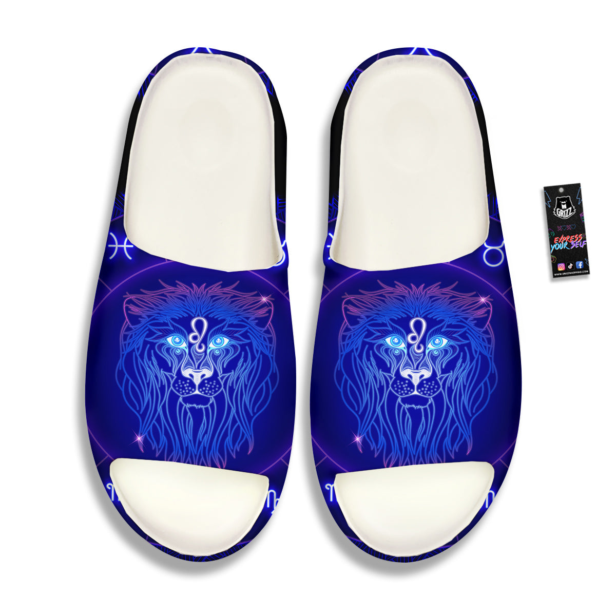 Zodiac Sign Dark Leo Print Sandals-grizzshop