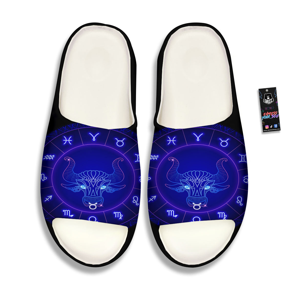 Zodiac Sign Dark Taurus Print Sandals-grizzshop